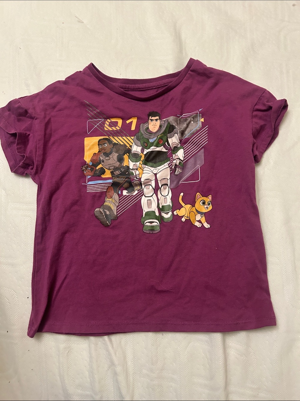 Kids Disney Pixar Purple Graphic Tee with Lightyear Print Featuring Sox